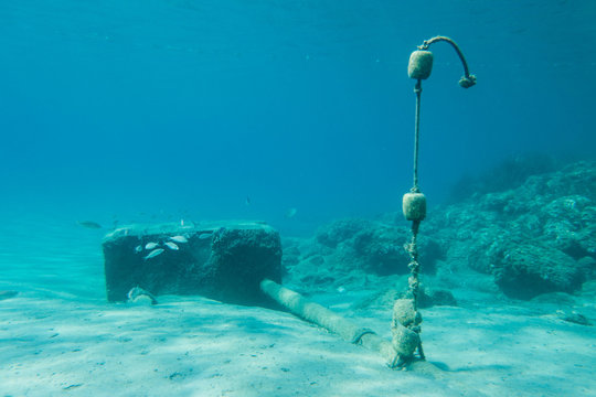 Rope floating underwater