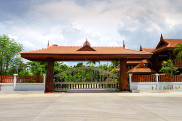 Fototapeta premium Wood door house of thai style house in Thailand