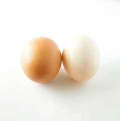 double eggs on white background