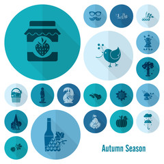 Set of Flat Autumn Icons