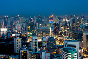 Buildings in business area twilight sky in Bangkok