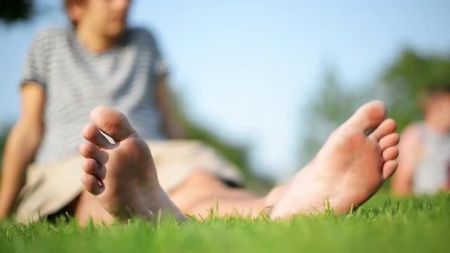 Man feet barefoot 