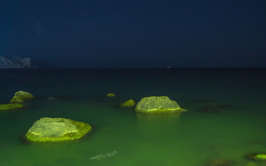Night shot of the sea