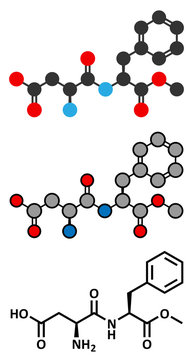 Aspartame artificial sweetener molecule (sugar substitute). 