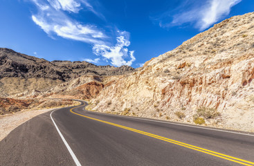 Country curved road in USA, travel concept.