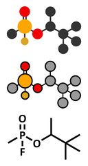 Soman nerve agent molecule (chemical weapon). 