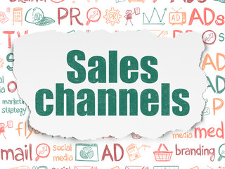 Marketing concept: Sales Channels on Torn Paper background