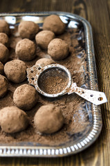 chocolate truffles with chickpeas dried fruits and nuts, honey, orange  