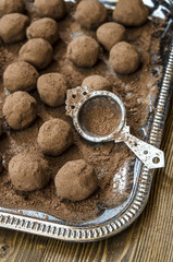 chocolate truffles with chickpeas dried fruits and nuts, honey, orange  