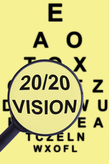 Magnifying glass and eye test