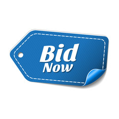 Bid Now Blue Vector Icon Design