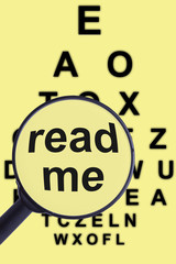 Magnifying glass and eye test