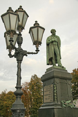 Fototapeta na wymiar Monument to russian poet Alexander Pushkin on Pushkin Square, Moscow, Russia