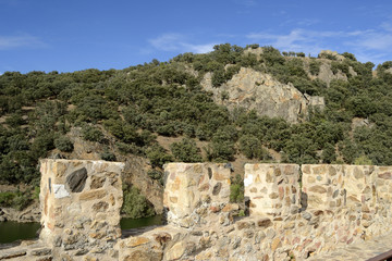 Fototapeta na wymiar Fortress wall and mountain, horizontal