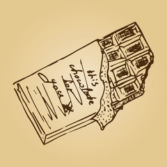 Illustration. Chocolate bar in vintage style. This chocolate for