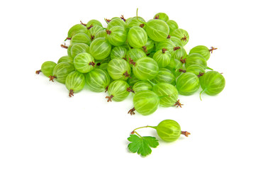 Handful of gooseberries on a white background