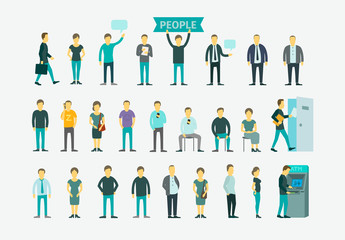 Set with people flat conception vector illustration