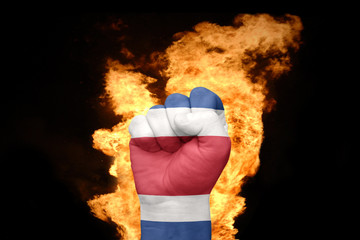 fire fist with the national flag of costa rica