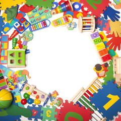 border of very many toys