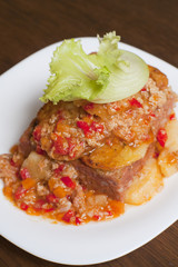 meatloaf with mashed potatoes and lettuce