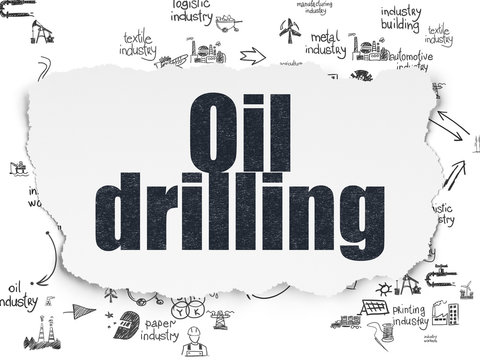 Manufacuring concept: Oil Drilling on Torn Paper background