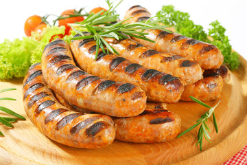 Grilled bratwursts