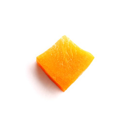 Diced carrot isolated on white