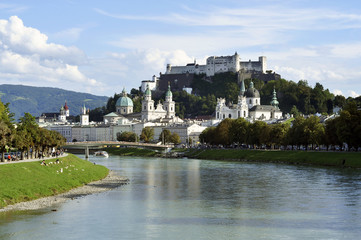 Salzburg skyline with Festung Hohensalzburg - Austria.