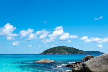 blue sky with sea and rock
