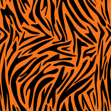Abstract animal skin pattern. Zebra, tiger stripes. Seamless tiger background texture. Fabric design.