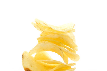 potato chips on white background