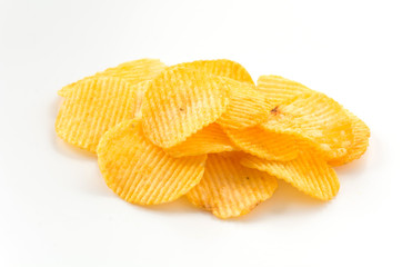 potato chips on white background