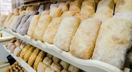 shelf with fresh bread