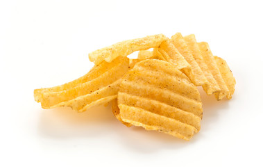 potato chips on white background