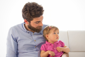 lovely daddy and her daughter stay toghether