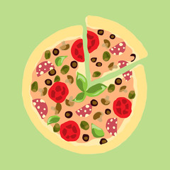 Illustration. Appetizing pizza.