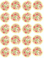 Illustration. Background with pizzas. Seamless pattern.