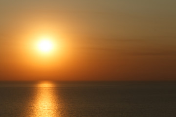 Fototapeta premium Golden sunset at the sea, summer romance. South resort.