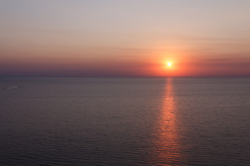 Golden sunset at the sea, summer romance. South resort.