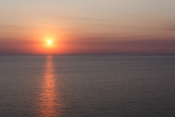 Golden sunset at the sea, summer romance. South resort.