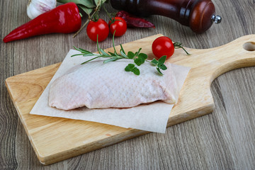 Raw duck breast