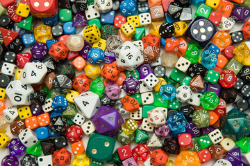 Fototapeta na wymiar Multicoloured dice background