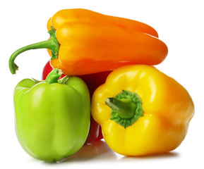 Group of colorful peppers isolated on white