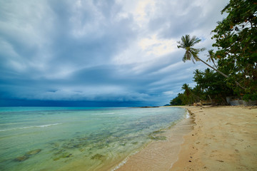 An unusually beautiful beach on Samui island in Thailand. The storm is coming.
