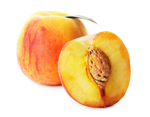 Fresh peaches isolated on white