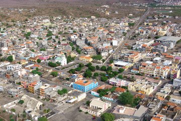 Aerial view of Tarrafal city in Santiago island in Cape Verde -