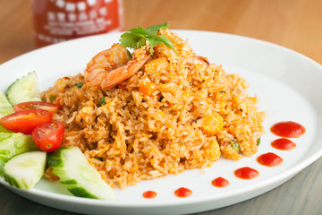 Sriracha Fried Rice with Shrimp