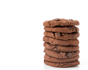 soft dark chocolate brownie cookies on white