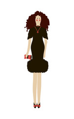 painted woman in evening dress, doll, vector