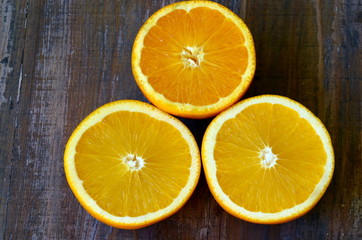 Fototapeta na wymiar Fine art still life with oranges on wooden table